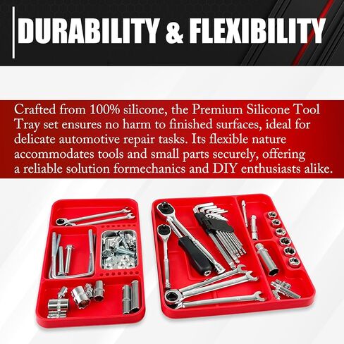 صينية أدوات مرنة كبيرة غير قابلة للانزلاق من 3 قطع من C&T، منظم أدوات مطاط السيليكون، صينية حامل أدوات غير قابلة للانزلاق، منظم الأدوات، تخزين الأدوات، حامل الأدوات، حصائر الأدوات in Kuwait