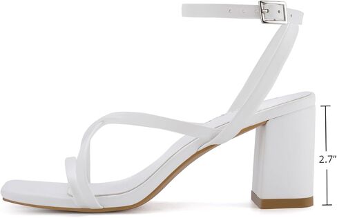 Shoe'N Tale Strappy Heels for Women Block Chunky Heels Open Square Toe Ankle Strap Buckle Sandals(9.5,A-Natural Nude) in Saudi Arabia