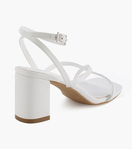 Shoe'N Tale Strappy Heels for Women Block Chunky Heels Open Square Toe Ankle Strap Buckle Sandals(9.5,A-Natural Nude) in Saudi Arabia