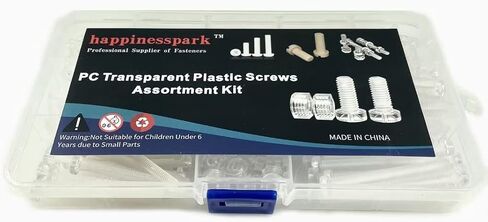 PC (Polycarbonate) Acrylic Plastic Transparent Metric Phillips Pan Head Screws M4 Set Full Length 4-45mm and M4 Nut and M4 Washer Assortment Hardware Kit Pack of 295PCS in Saudi Arabia