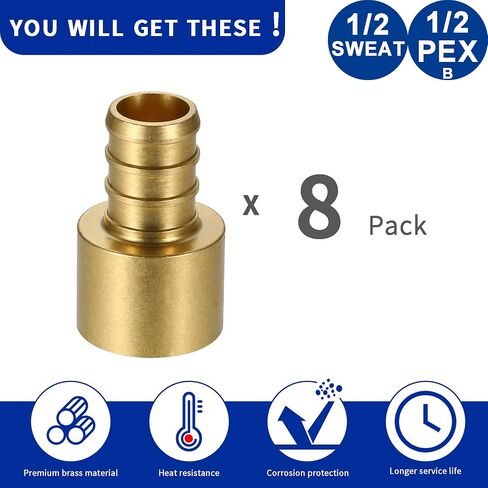 (10 عبوات) تركيبات Lidertik من النحاس إلى Pex 1/2 بوصة، 1/2 بوصة Pex F1807 x 1/2 بوصة محول عرق أنثى نحاسي in Saudi Arabia