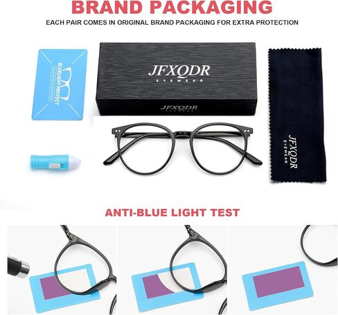Blue Light Blocking Glasses for Women Men, Round Computer Gaming Eyeglasses Anti Eyestrain & UV Glare RF6213 in Kuwait