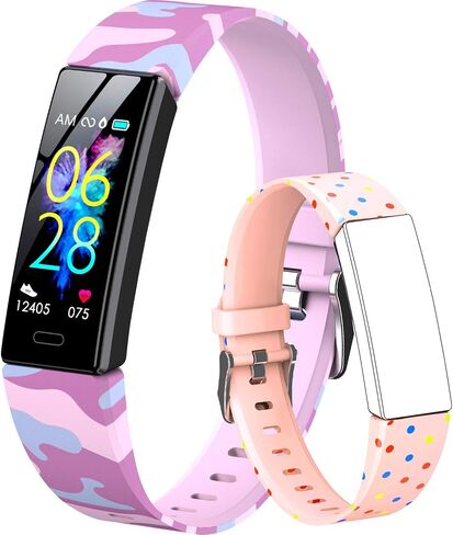 Slim Fitness Tracker with Replacement Band for Kids Girls Boys Teens Age 5-16,Heart Rate Monitor，Activity Tracker,Alarm Clock,Pedometer,Sleep Monitor,Step Tracker Counter Watch in Saudi Arabia