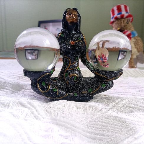 Crystal Ball Holder Mother of Land Design Stand Base for Crystal Sphere Quartz Home Decor, Office Decoration(2PCS 50mm K9 Balls ) in Saudi Arabia