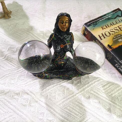 Crystal Ball Holder Mother of Land Design Stand Base for Crystal Sphere Quartz Home Decor, Office Decoration(2PCS 50mm K9 Balls ) in Saudi Arabia