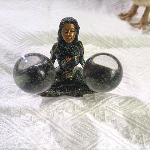 Crystal Ball Holder Mother of Land Design Stand Base for Crystal Sphere Quartz Home Decor, Office Decoration(2PCS 50mm K9 Balls ) in Saudi Arabia