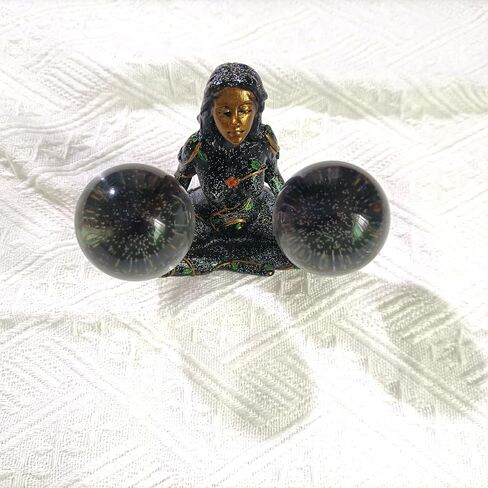 Crystal Ball Holder Mother of Land Design Stand Base for Crystal Sphere Quartz Home Decor, Office Decoration(2PCS 50mm K9 Balls ) in Saudi Arabia