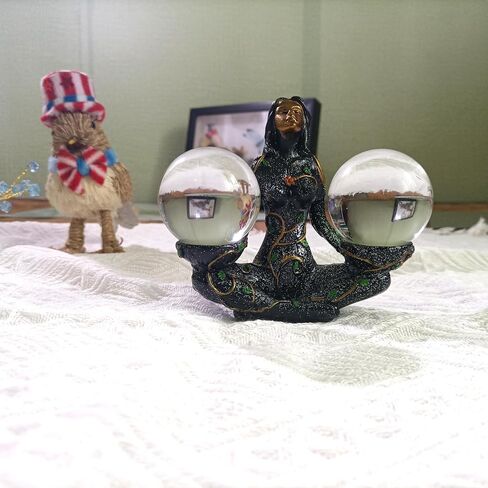 Crystal Ball Holder Mother of Land Design Stand Base for Crystal Sphere Quartz Home Decor, Office Decoration(2PCS 50mm K9 Balls ) in Saudi Arabia