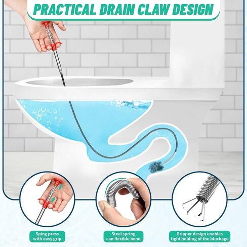 9 Pack Drain Clog Remover Tools, 30" Hair Drain Snake (5 Pcs) & 35.5" Sewer Cleaning Hook (1 Pc) & 59" Drain Brush (3 Pcs), Sink Snake Hair Removal Tool for Shower, Kitchen, Bathtub Drain Cleaning in Saudi Arabia