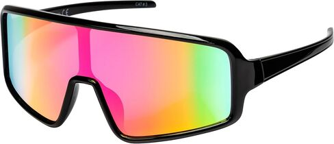 FLAWLESS EYEWEAR Oversized Shield Wraparound Sports Sunglasses for Men Women Outdoor One Piece Visor Mirror Sport Glasses in Saudi Arabia