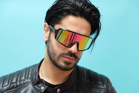 FLAWLESS EYEWEAR Oversized Shield Wraparound Sports Sunglasses for Men Women Outdoor One Piece Visor Mirror Sport Glasses in Saudi Arabia