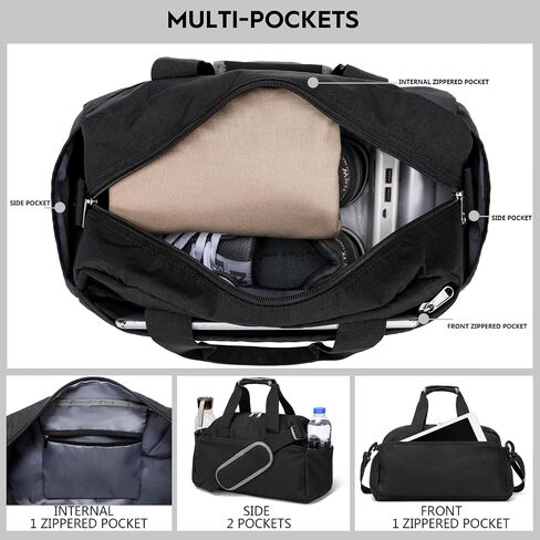 14 inch Small Gym Bag for Women & Men, Mini Duffel Bag for Travel Sports Lightweight Carry On Bag, Black in Saudi Arabia