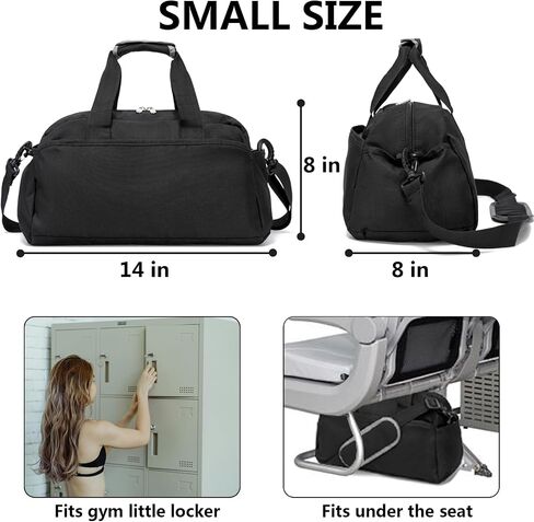 14 inch Small Gym Bag for Women & Men, Mini Duffel Bag for Travel Sports Lightweight Carry On Bag, Black in Saudi Arabia