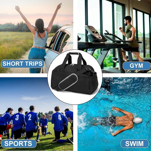 14 inch Small Gym Bag for Women & Men, Mini Duffel Bag for Travel Sports Lightweight Carry On Bag, Black in Saudi Arabia