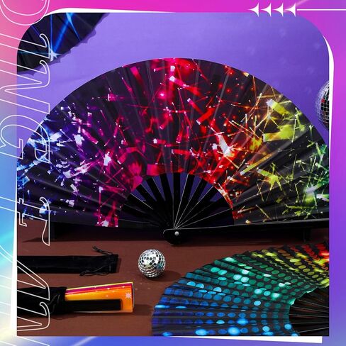 15 جهاز كمبيوتر شخصى كبير مروحة اليد الهذيان مروحة قابلة للطي مع أضلاع الخيزران اليابانية قوس قزح المحمولة مروحة مع حالة النسيج الصينية الكونغ فو مروحة لسحب الملكة الرقص الموسيقى مهرجان نادي الحزب للرجال النساء in Kuwait