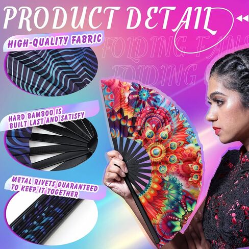 15 جهاز كمبيوتر شخصى كبير مروحة اليد الهذيان مروحة قابلة للطي مع أضلاع الخيزران اليابانية قوس قزح المحمولة مروحة مع حالة النسيج الصينية الكونغ فو مروحة لسحب الملكة الرقص الموسيقى مهرجان نادي الحزب للرجال النساء in Kuwait
