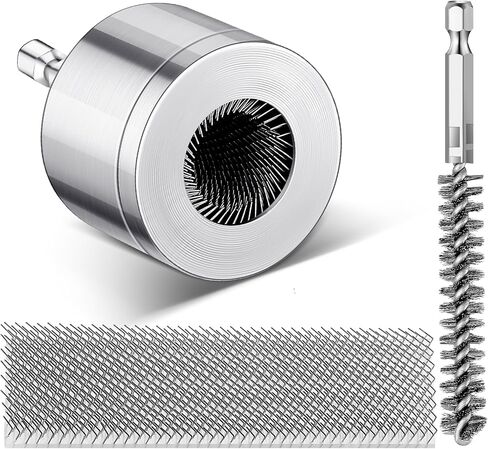 Pasimy 1/2'' Copper Tube Pipe Cleaner Brush Kit 1/2'' Stainless Steel Bore Brush and Metal Copper Pipe Cleaning for Power Drill with Hex Shank Cleaning Professional Plumbers Industrial Purposes in Saudi Arabia