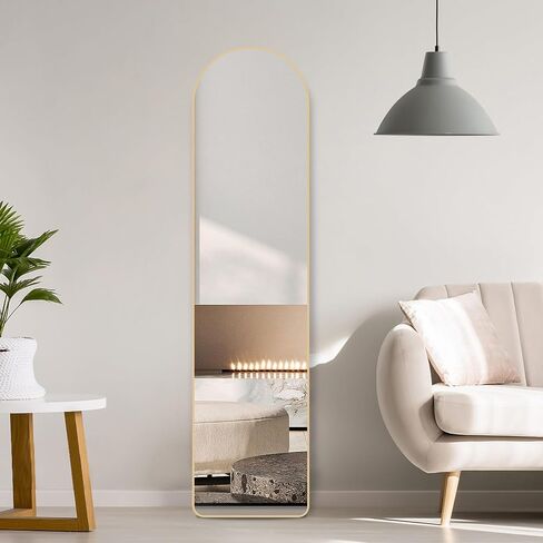 59"x16" Full Length Arch Floor Mirror, Wall Mounted or Leaning Full Body Mirror with Stand, Arched-Top, Perfect for Bedroom, Dressing Room, Bathroom, Living Room, Black in Saudi Arabia