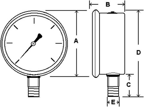 PIC Gauges PRO-201L-254H-GL Bottom Mount Glycerin Filled Industrial Pressure Gauge w/ SS Case, Brass Internals, Glass Lens, 2.5" Dial, 0/300 psi Range, 1/4" Male NPT in Saudi Arabia