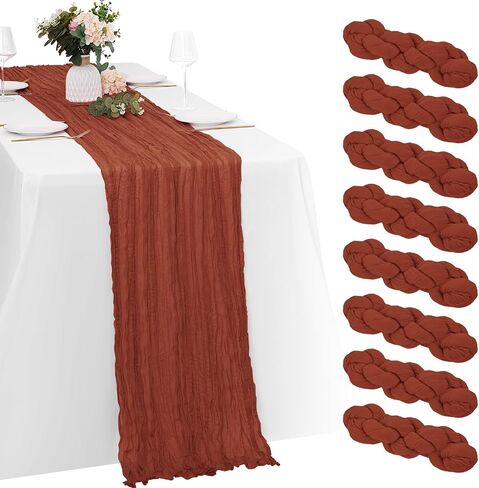 8 Pack Terracotta Cheesecloth Table Runners 35x120 Inch Gauze Table Runner Cheese Cloth 10FT Terracotta Table Runner Rustic Sheer Runner for Wedding Baby Shower Birthday Party Table Decor in Saudi Arabia