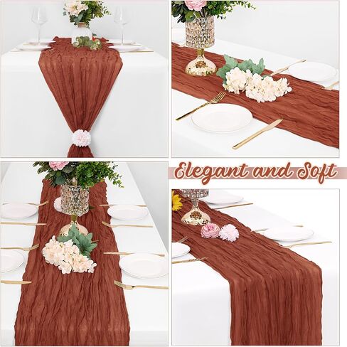 8 Pack Terracotta Cheesecloth Table Runners 35x120 Inch Gauze Table Runner Cheese Cloth 10FT Terracotta Table Runner Rustic Sheer Runner for Wedding Baby Shower Birthday Party Table Decor in Saudi Arabia