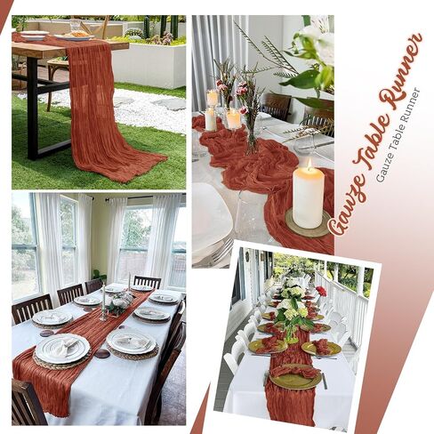 8 Pack Terracotta Cheesecloth Table Runners 35x120 Inch Gauze Table Runner Cheese Cloth 10FT Terracotta Table Runner Rustic Sheer Runner for Wedding Baby Shower Birthday Party Table Decor in Saudi Arabia