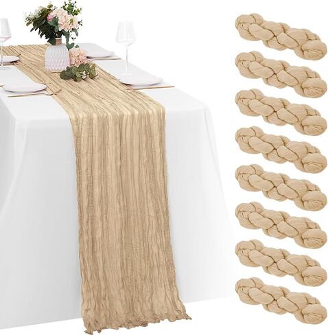 8 Pack Terracotta Cheesecloth Table Runners 35x120 Inch Gauze Table Runner Cheese Cloth 10FT Terracotta Table Runner Rustic Sheer Runner for Wedding Baby Shower Birthday Party Table Decor in Saudi Arabia