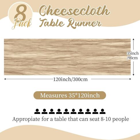 8 Pack Terracotta Cheesecloth Table Runners 35x120 Inch Gauze Table Runner Cheese Cloth 10FT Terracotta Table Runner Rustic Sheer Runner for Wedding Baby Shower Birthday Party Table Decor in Saudi Arabia
