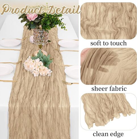 8 Pack Terracotta Cheesecloth Table Runners 35x120 Inch Gauze Table Runner Cheese Cloth 10FT Terracotta Table Runner Rustic Sheer Runner for Wedding Baby Shower Birthday Party Table Decor in Saudi Arabia