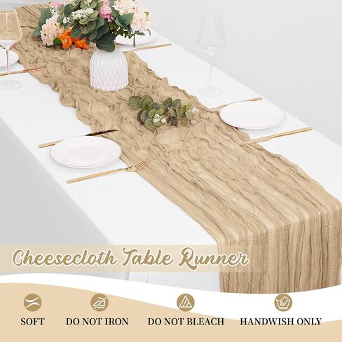 8 Pack Terracotta Cheesecloth Table Runners 35x120 Inch Gauze Table Runner Cheese Cloth 10FT Terracotta Table Runner Rustic Sheer Runner for Wedding Baby Shower Birthday Party Table Decor in Saudi Arabia