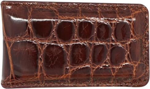Real Leather Creations Brown Glazed Genuine Alligator Money Clip – Magnetic - American Factory Direct - Strong Shielded Magnets - Money Holder - Made in USA FBA686 in Saudi Arabia