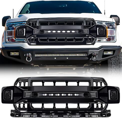 استبدال الشواية الأمامية لـ F150 2018-2020، شبكة المصد الأمامي باللون الأسود غير اللامع مع أضواء للطرق الوعرة in Kuwait