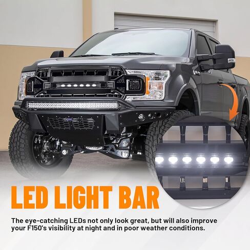 استبدال الشواية الأمامية لـ F150 2018-2020، شبكة المصد الأمامي باللون الأسود غير اللامع مع أضواء للطرق الوعرة in Kuwait