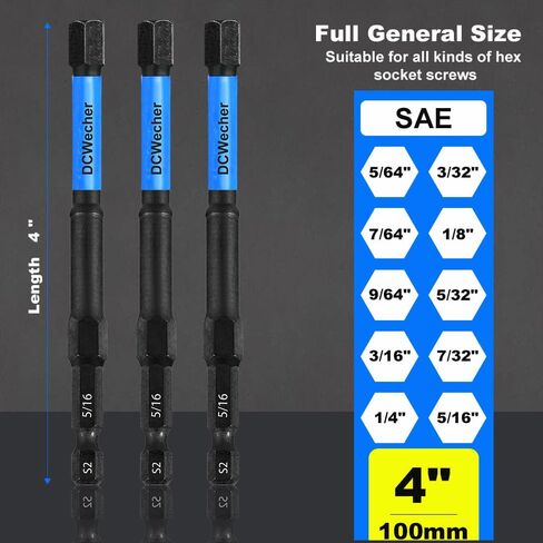مجموعة لقم مثقاب Allen Wrench مكونة من 10 قطع مقاس 4 بوصات، مجموعة لقم سداسية التأثير (مترية)، مجموعة لقم مثقاب مفتاح ألين CNC الاحترافية (مغناطيسية) لقم سداسية S2 من سبائك الصلب، لقم ثقب مفتاح ألين 1/4 بوصة ساق سداسية، لقمة ألين تعيين in Kuwait