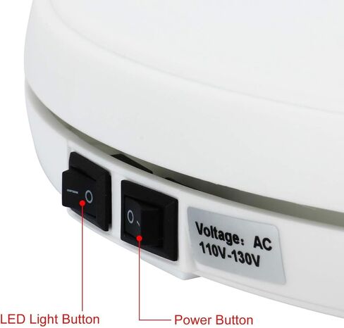 حامل شاشة دوار بمحرك كهربائي 110 فولت من DasMarine مع LED، قطر 10 بوصة/25 سم، تحميل 22 رطل، دوران 360 درجة في أي اتجاه، للتصوير الفوتوغرافي، عرض (10 بوصة/25 سم، أبيض) in Kuwait