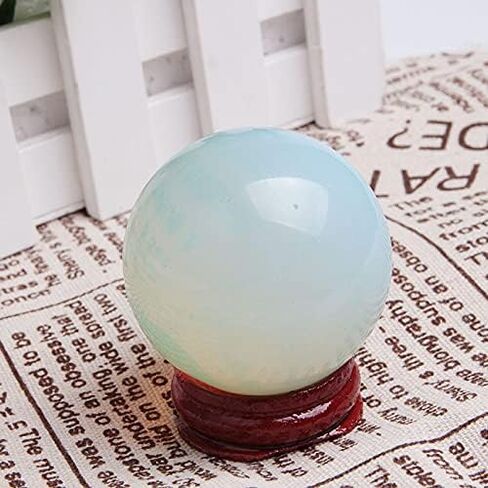 1Pcs 40mm+ Opalite Sphere Polishing Quartz Crystal Ball Reiki Healing 1pc+Wooden Base in Saudi Arabia