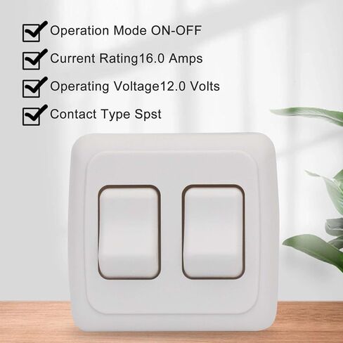 مفتاح RV SPST تشغيل/إيقاف 2 إطار عصابة | عربة سكن متنقلة كهربائية | تبديل التبديل لسيارة قارب شاحنة RV مقطورة يخت استبدال لوحة القيادة (أسود) in Kuwait