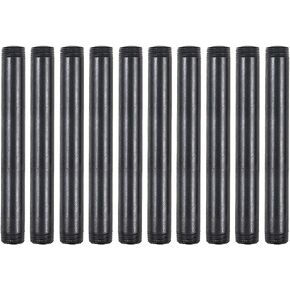 10 Pack 3/4 Inches x 8 Inches Black Malleable Steel Nipples Fitting, DIY Steampunk Industrial Vintage Style.