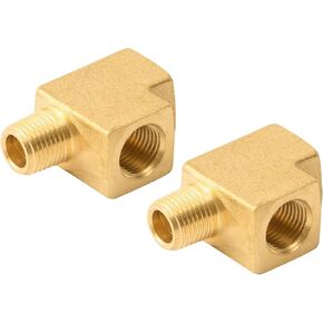 SUNGATOR 2PCS Barstock Street Tee Fittings, Brass Pipe Fitting, 1/8" NPT Female x 1/8" NPT Male x 1/8" NPT Female Brass Fittings for Oil Pressure Gauge
