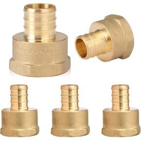 (Pack of 10) PEX 3/4" x 3/4" NPT Female Threaded Adapter,Brass Pex Crimp Adapters Fitting for PEX Pipes in Plumbing Jobs