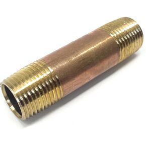 Metal Magery Brass Long Nipple 1/2" X 1/2", 3" Length, Male NPT Pipe Fitting (1 Count)