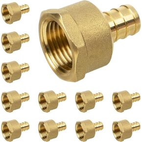 تركيب PEX، محول PEX أنثى 1/2 بوصة NPT إلى 1/2 بوصة لإصلاح السباكة أو إعادة التشكيل، تركيب تجعيد نحاسي قوي ومتين (12 حزمة) in Kuwait