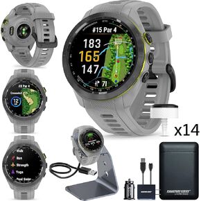 Garmin Approach S42 GPS Golf Smartwatch | Vibrant 1.2" Touchscreen Display | Long Battery Life | Activity and Sleep Tracking | Integrated with Garmin Golf App with Signature Stand Power Bundle
