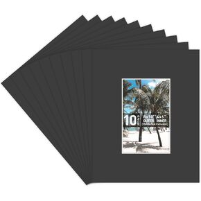 Golden State Art, 10 Pack Acid Free 13X19 Black Picture Frame Mats with White Core Bevel Cut for 11X17 Photos, Pictures, Prints