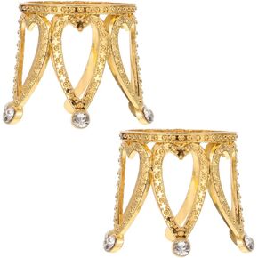 2 Pieces Crystal Ball Stand Crown Crystal Ball Base Metal Crystal Ball Display Stand Crystal Ball Holder Stand Glass Ball Holder Stand Crystal Ball Rack for 4-5cm Crystal Ball, Golden