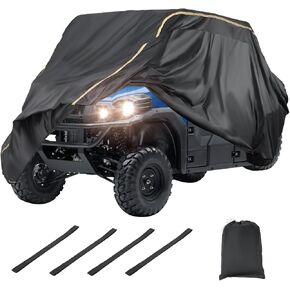KEMIMOTO UTV Cover 4 Seater 420D Waterproof L Size Compatible with Can-Am Defender MAX PRO / Arctic Cat Prowler / Viking / Tracker 800SX, 4-6 Seater Heavy Duty with Reflective Strips Cover