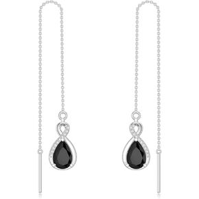 LELOUCHY Infinity Threader Earrings Long Chain Drop Earrings 925 Sterling Silver 12 Birthstone Birthday Jewelry Gifts for Women