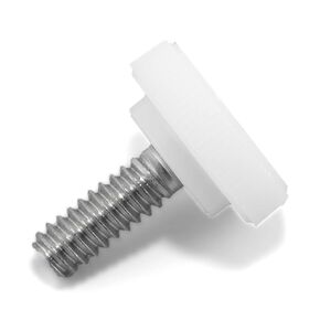 #10-24 x 1/2" Thumb Screw Stainless Steel - White Knurled Round Plastic Knob - Standard/Coarse Thread ThumbScrew - Length: 0.500" - Proudly Built in USA - Package of (4)