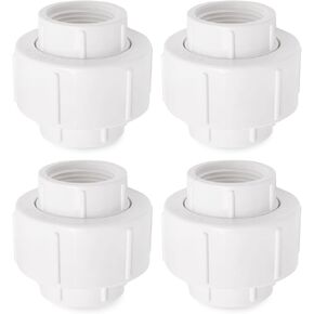 3/4 inch PVC Pipe Union Fittings, PVC Connectors Female Thread Coupling Adapter (3/4", 4pcs)