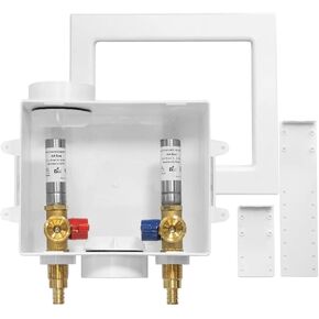 Washing Machine Outlet Box with Stainless Steel Water Hammer Arrestor,1/2 Inch PEX Inlet x 3/4 Inch MHT Outlet Connection Laundry Outlet Boxes,Washer Plumbing PEX Fittings Box with Center Drain in Kuwait